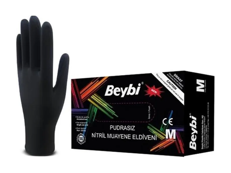 Nitril Pudrasız Eldiven Siyah L